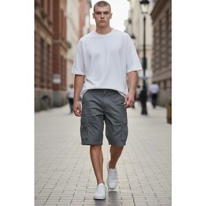 NWT George Cargo Shorts Mens Size 40 Charcoal Grey 14" Inseam Below The Knee